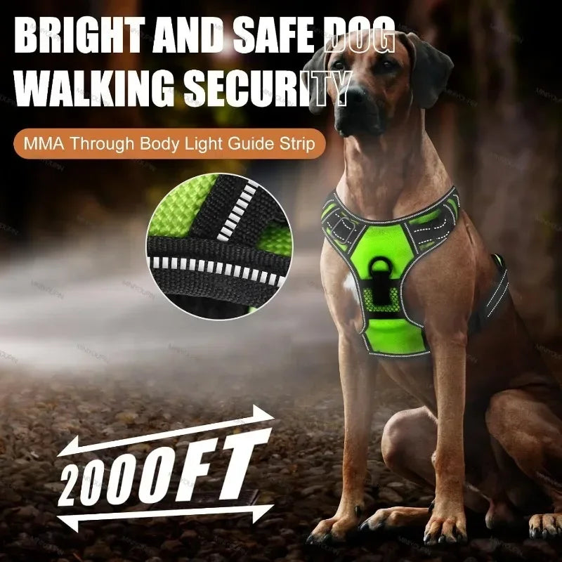NONECN Led Luminous Dog Harness No-Pull Adjustable Rechargeable Vest
