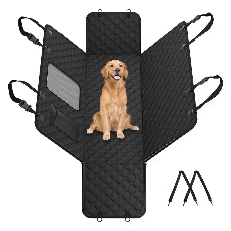 Dog Car Seat Cover With Storage Pockets Mesh Window Waterproof