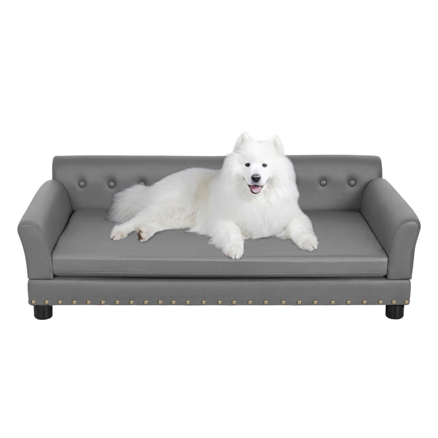BINGOPAW Leather Rectangle Elevated Dog Bed Durable Modern Sofa