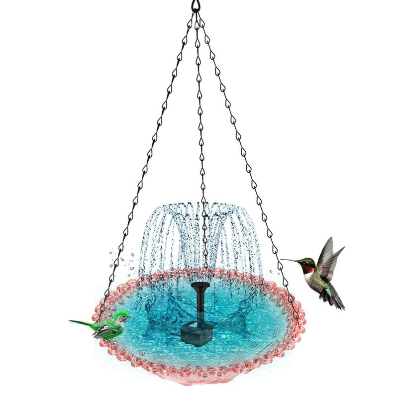 Outdoor Solar Bird Fountain Floating Bath With Blue Design