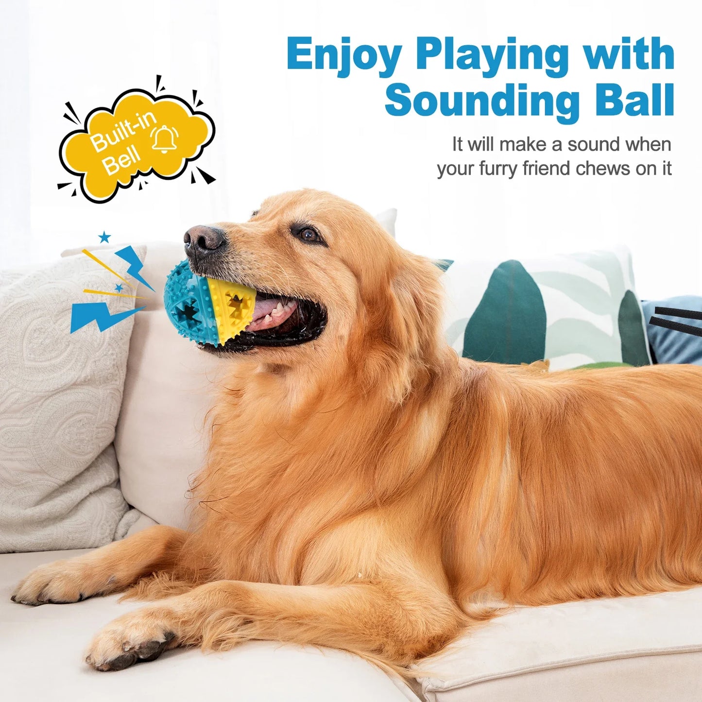 CoolPlay Dog Chew Toys Interactive Ball Treat Toy Cleaning Teeth