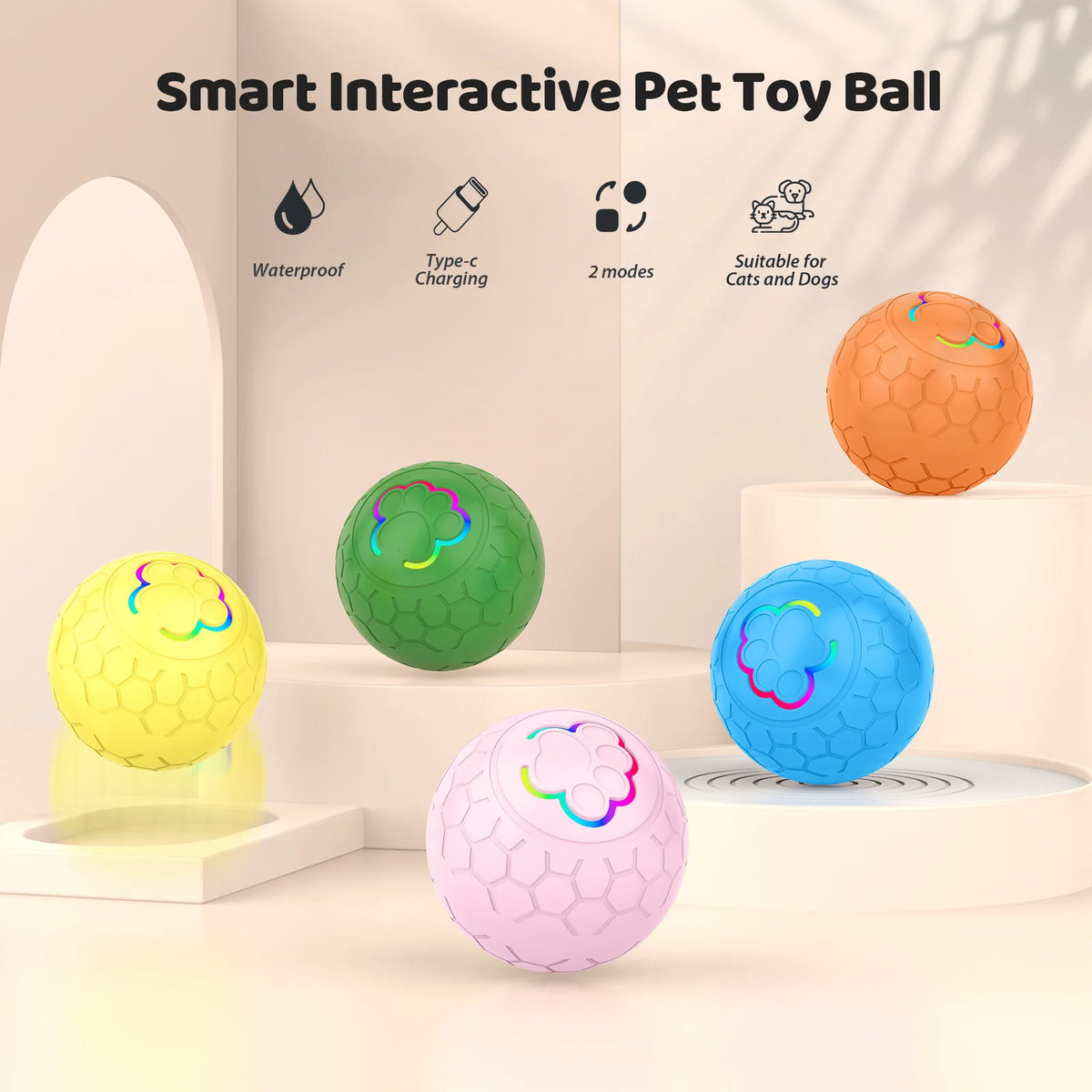Interactive Electronic Dog Toy Ball With Automatic Bouncing LED Lights