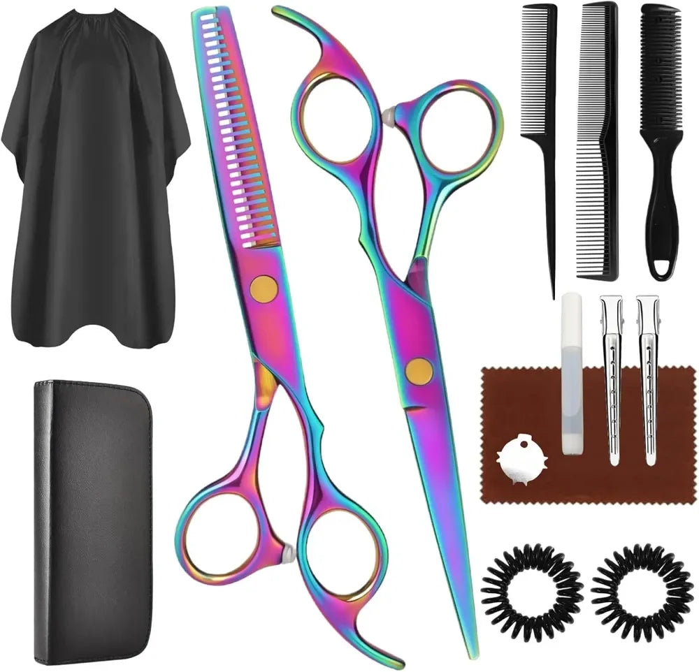 Hair Cutting Scissors Set With Thinning Scissors For Barber And Home Use