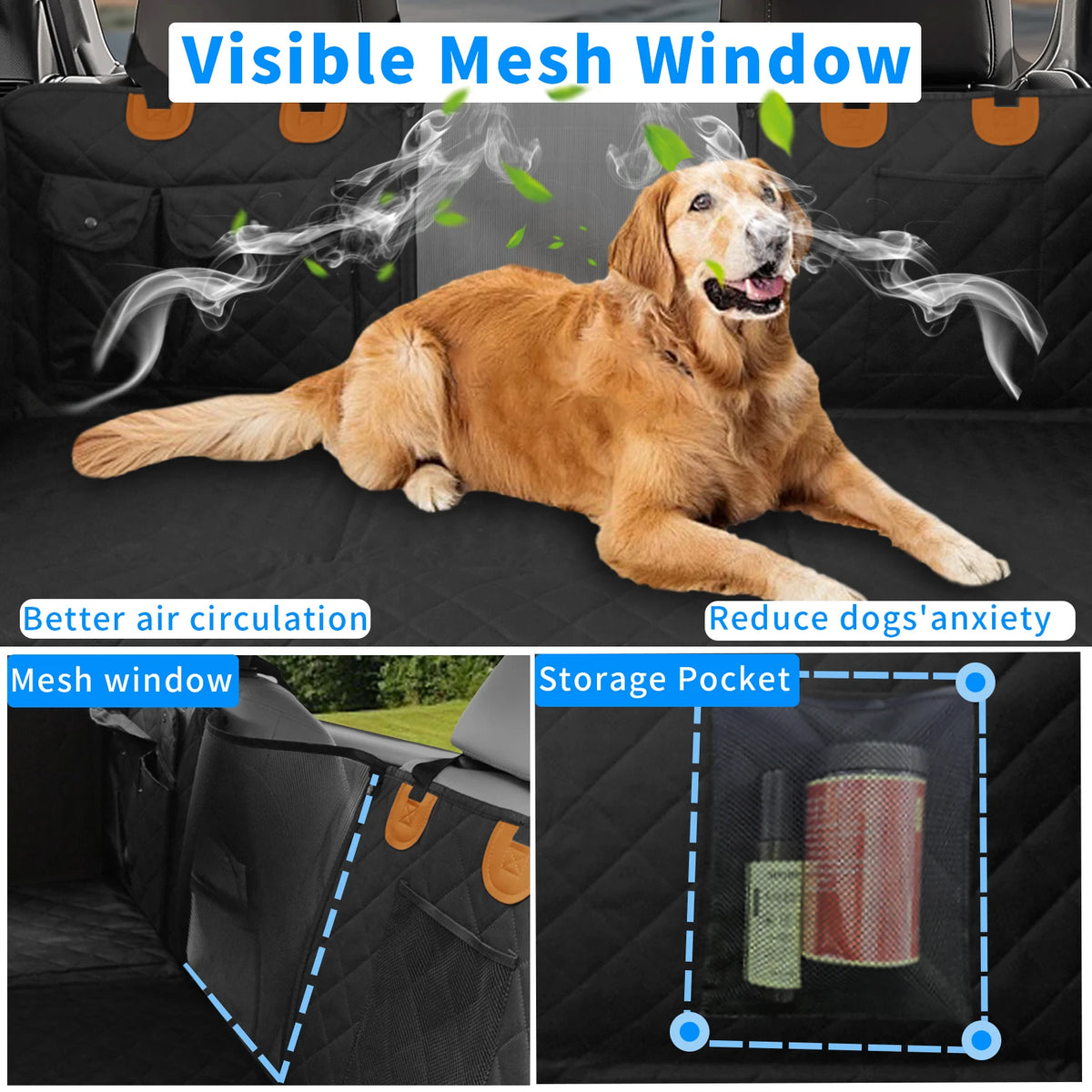 Borwart Waterproof Dog Back Seat Extender And Travel Hammock Cover
