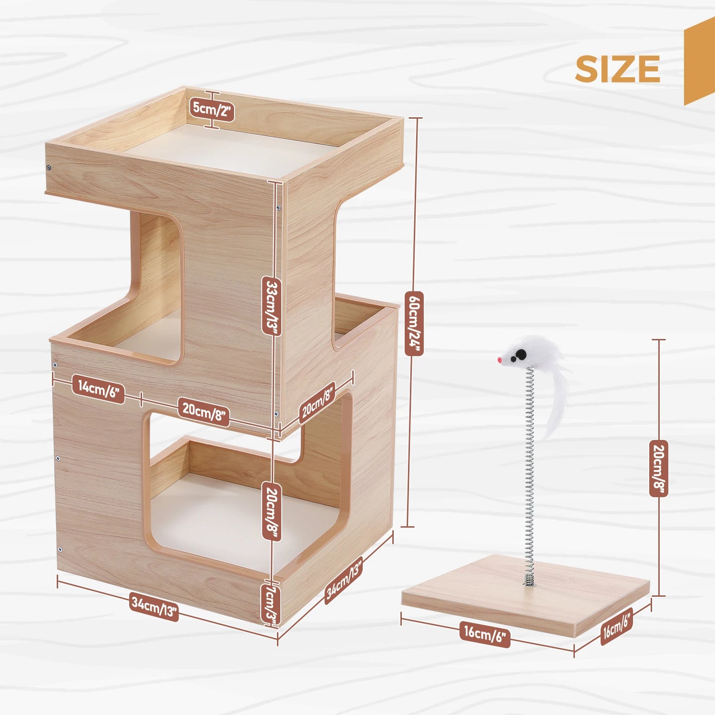 PAWZ Road Wood Cat Condo With Removable Soft Mats Tower