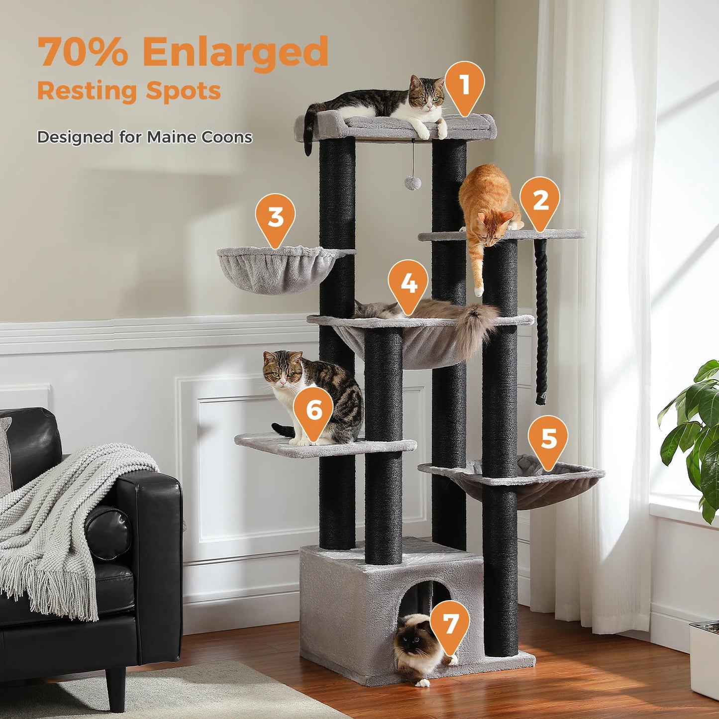 NONECN Cat Tower Indoor Multi Level Condo With Scratching Posts