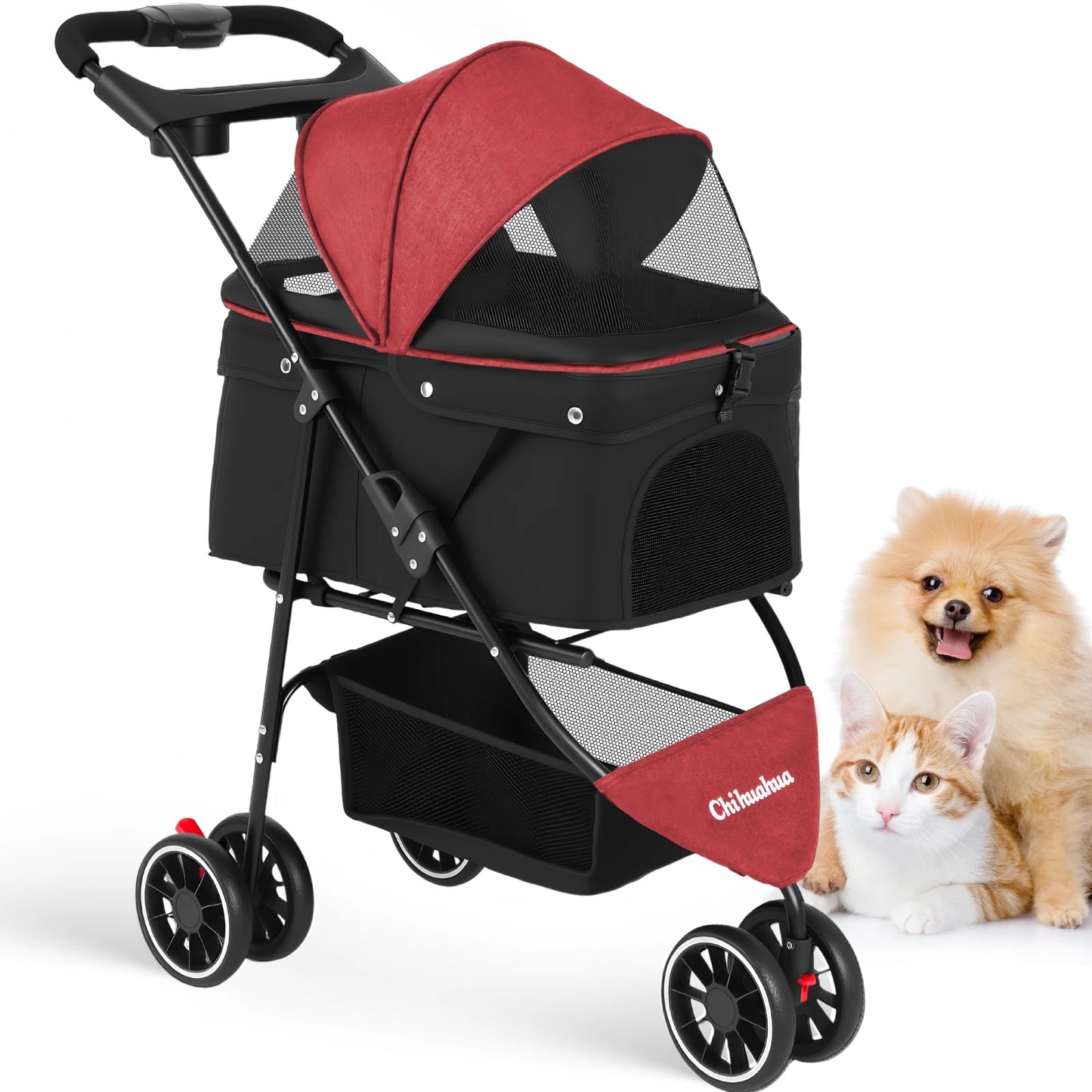 Chihuahua Pet Stroller For Cats Dogs Breathable Mesh Canopy