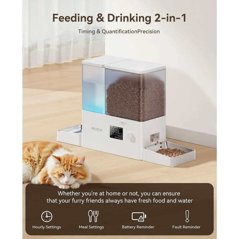 2-In-1 Automatic Pet Feeder And Water Dispenser For Cats And Dogs
