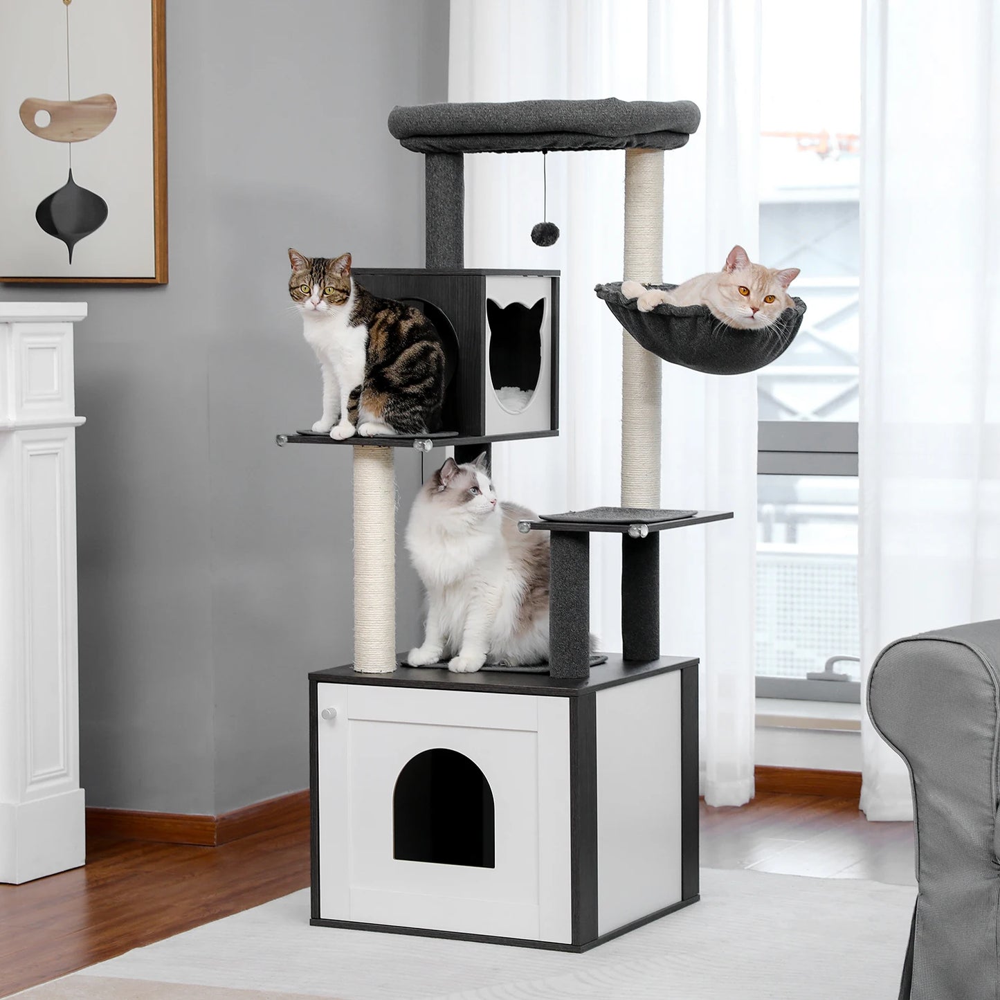 PAWZ Road Cat Tree With Litter Box Enclosure And Storage