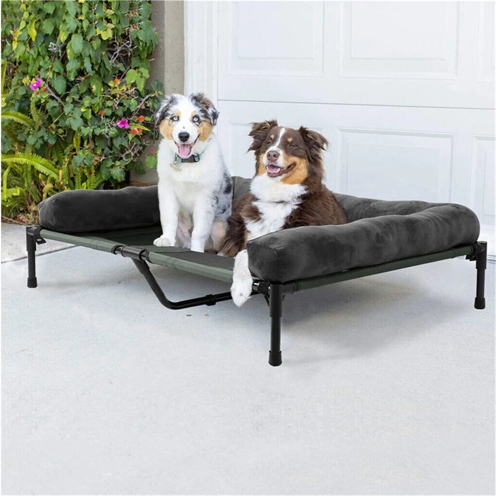 BORWART Elevated Cooling Dog Bed Outdoor Indoor Raised Sofa With Plush Mat
