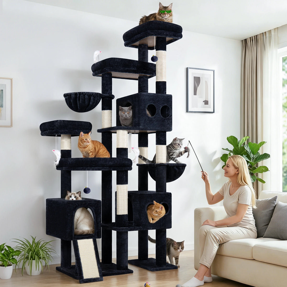 GLOBLAZER Heavy Duty Multi-Level Cat Tree With Sisal Scratching Posts