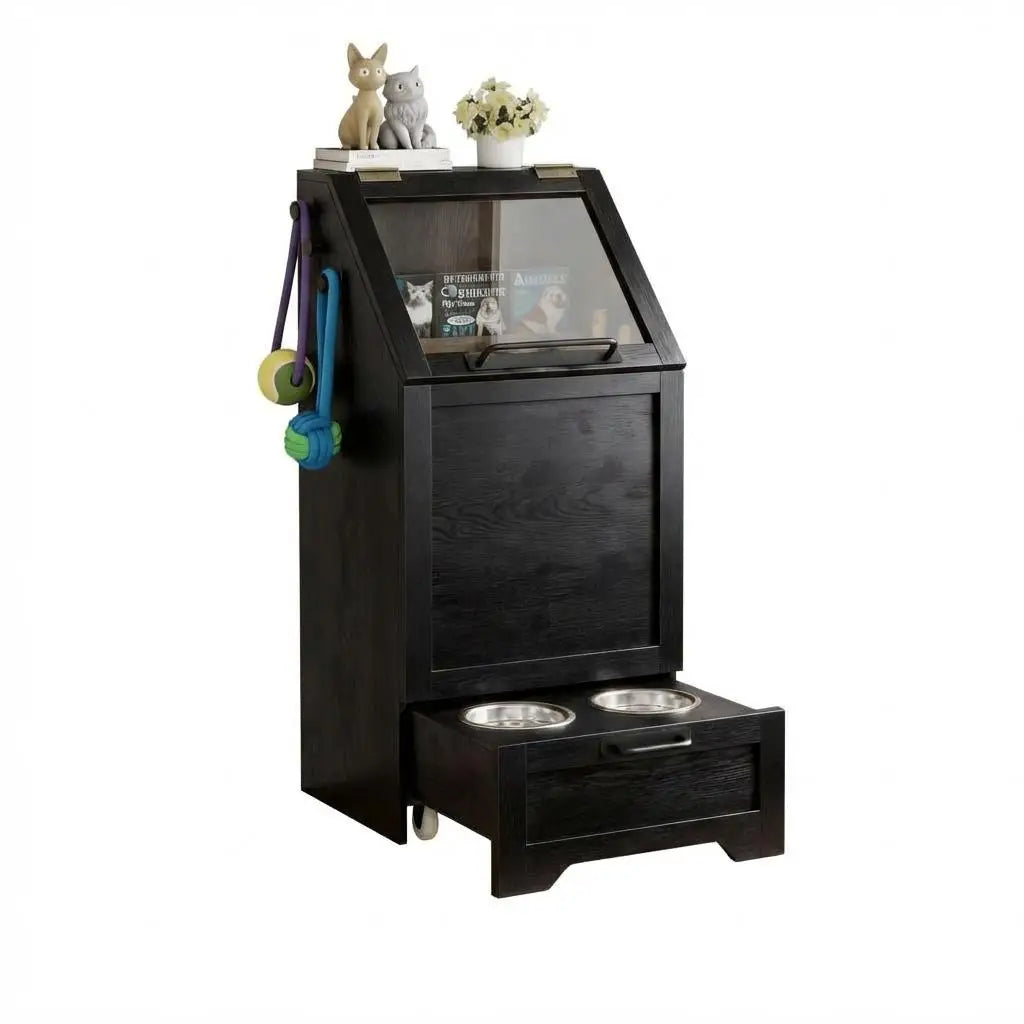 HiMISS Dog Feeding Station With Storage And Raised Bowls