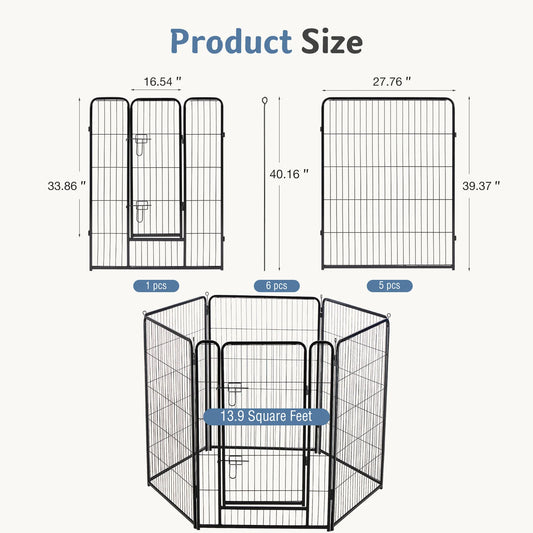 JHK Foldable Metal Dog Playpen 6 Panel Pet Fence Outdoor