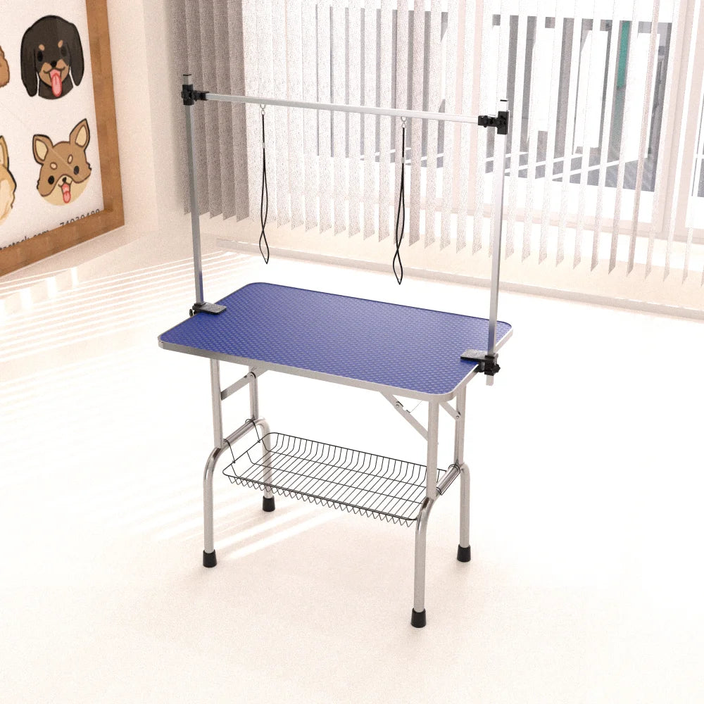 Pet Grooming Table With Adjustable Arm And Clamps Stainless Steel
