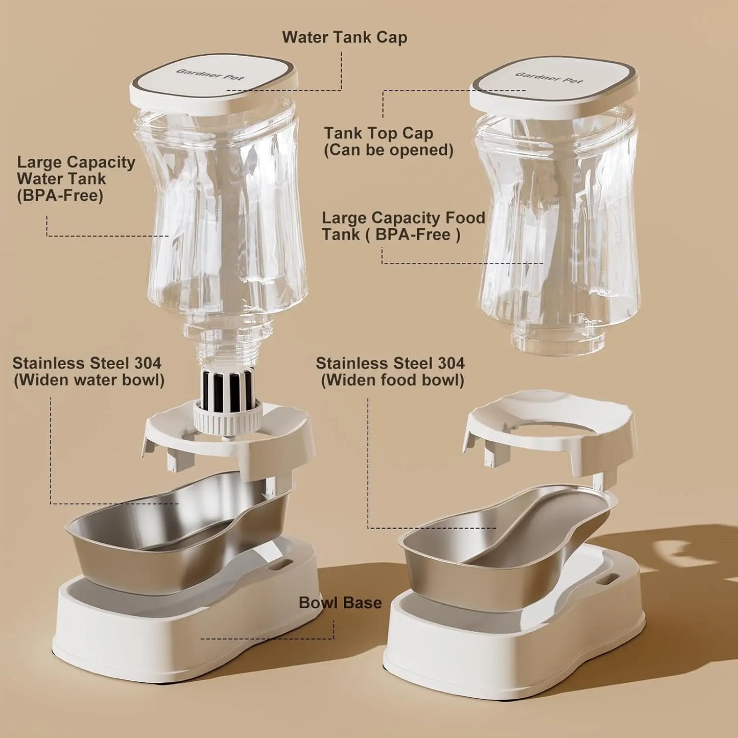 Stainless Steel Automatic Pet Feeder and Water Dispenser
