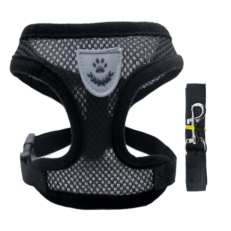Pet Polyester Harness Vest With Leash For Cats And Dogs