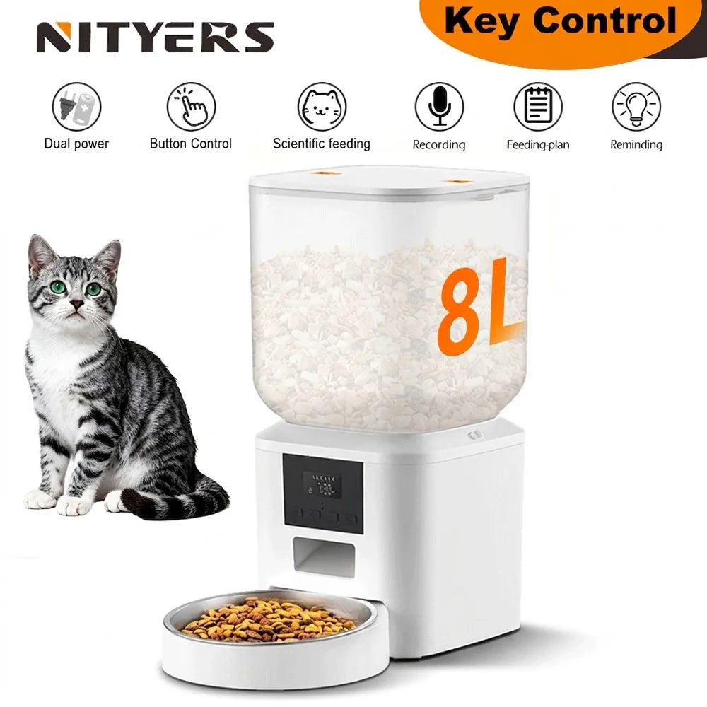 Nityers Automatic Cat Feeder With Voice Recorder And Key Control