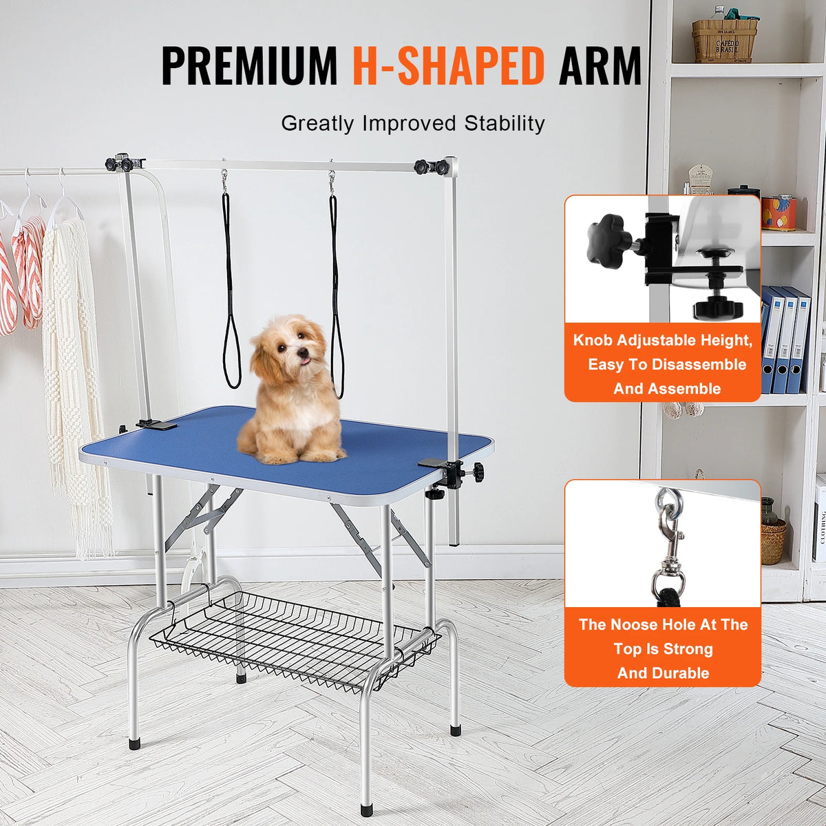 SucceBuy Dog Grooming Table With Dual Arms And Grooming Loop