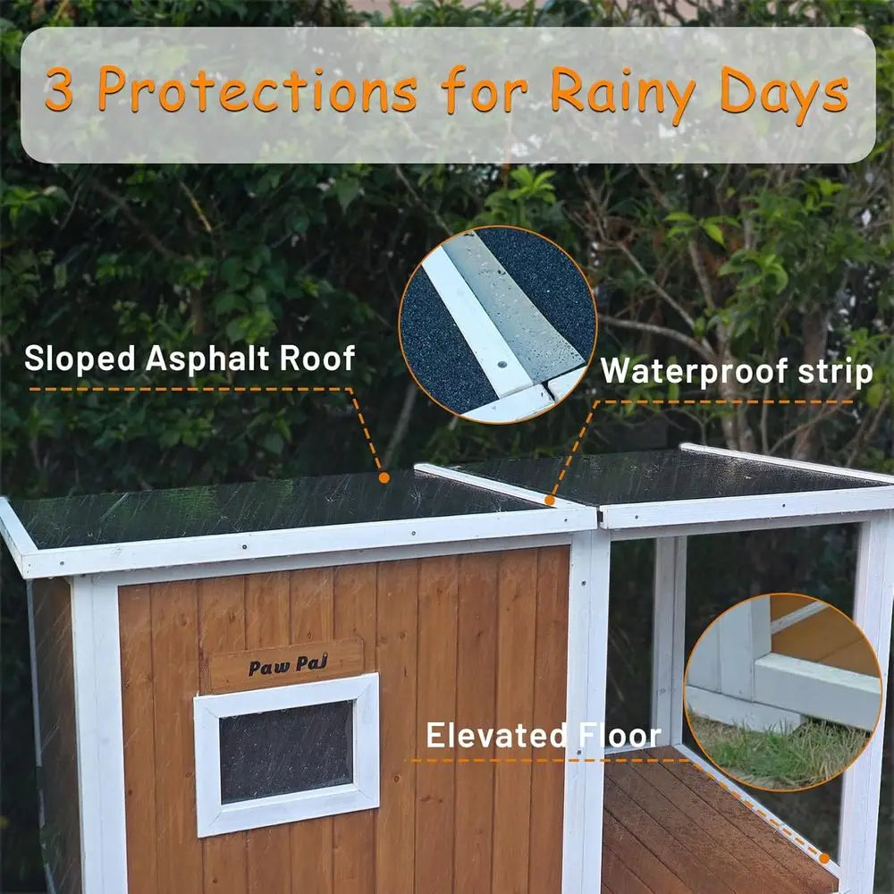 Weatherproof Insulated Outdoor Dog House With Elevated Floor And Roof