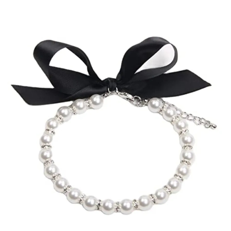 Pearl Necklace Collar With Bling Accessories For Dogs And Cats