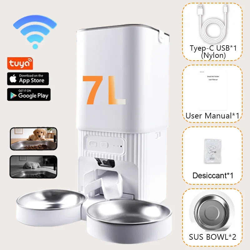 Nityers Smart Pet Feeder With HD Camera, Tuya App Control