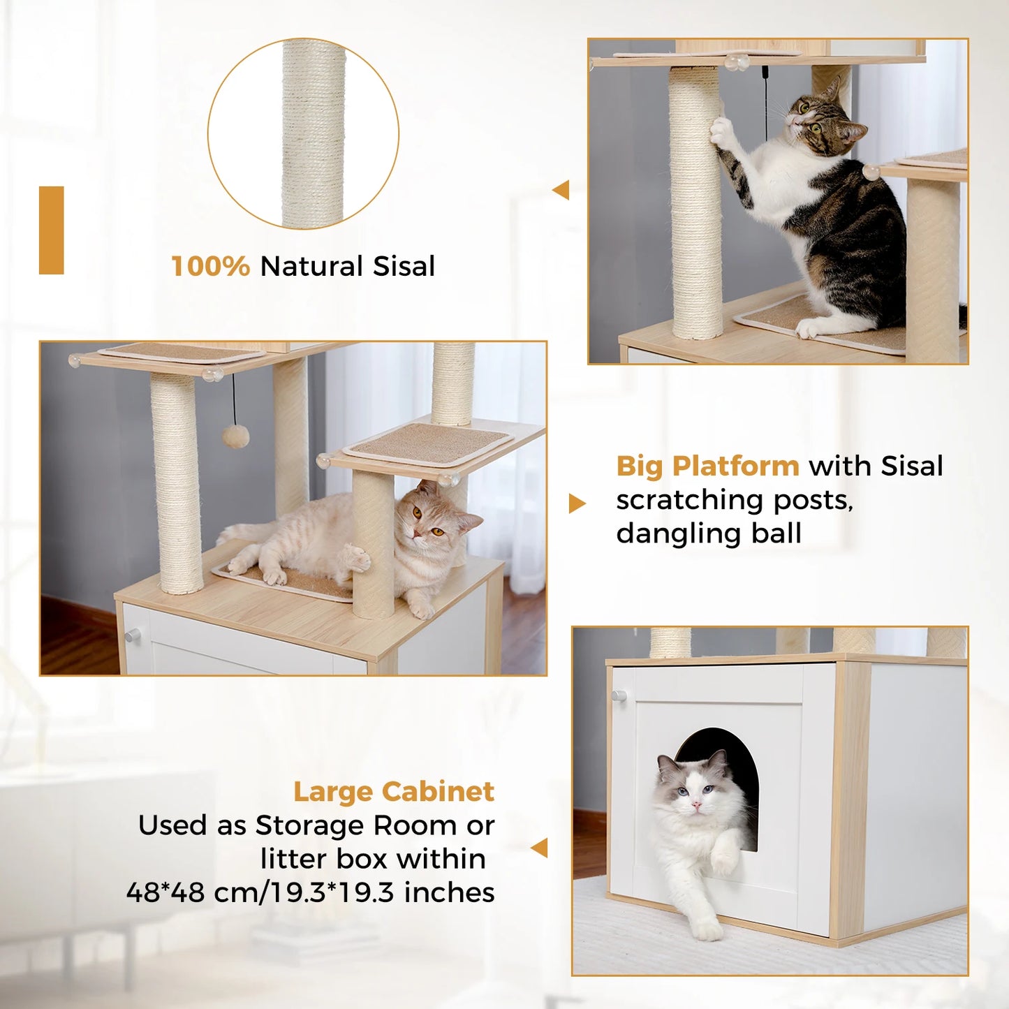 PAWZ Road Cat Tree With Litter Box Enclosure And Storage
