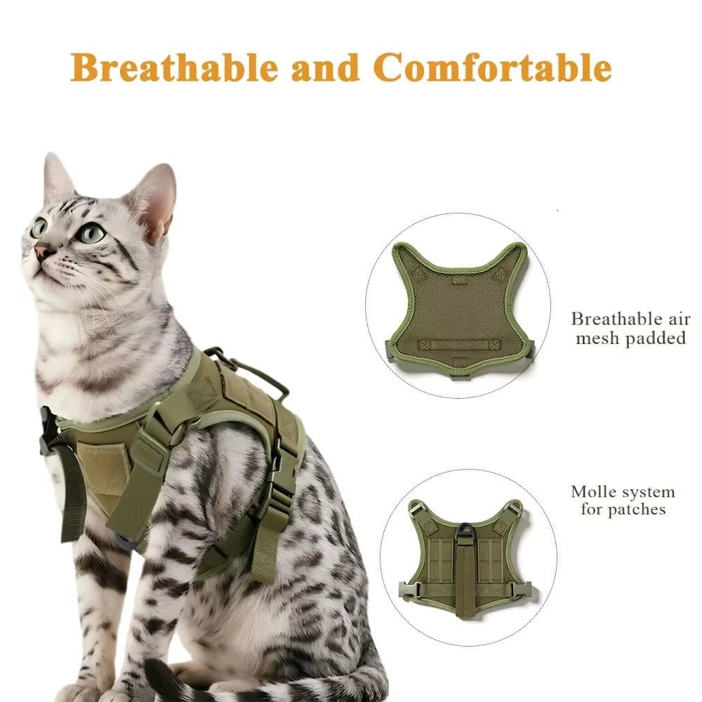 Petavel Adjustable Tactical Cat Harness With Leash And Handle