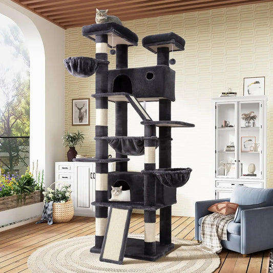 Three-Tier Cat Tree Tower With Hammock And Sisal Scratching Posts