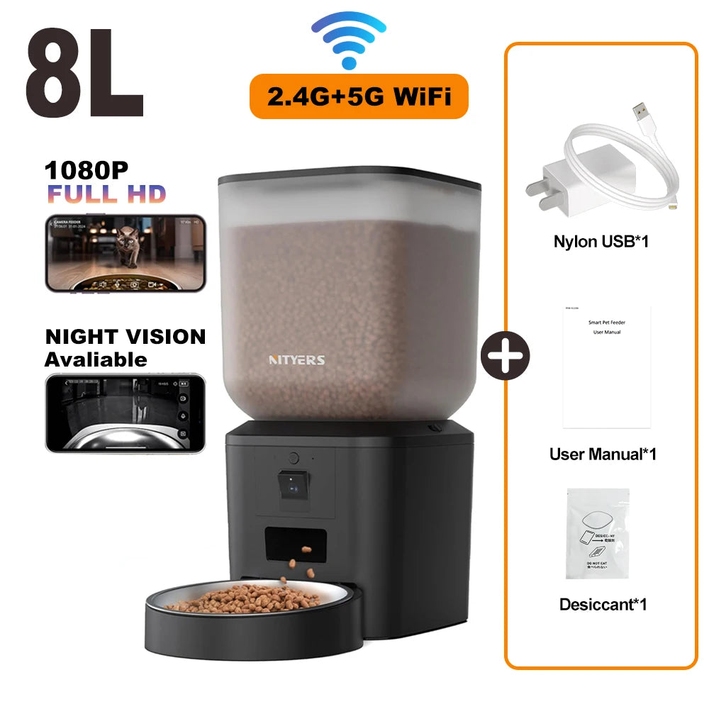 Nityers Automatic Cat Feeder With 1080p Camera And Night Vision