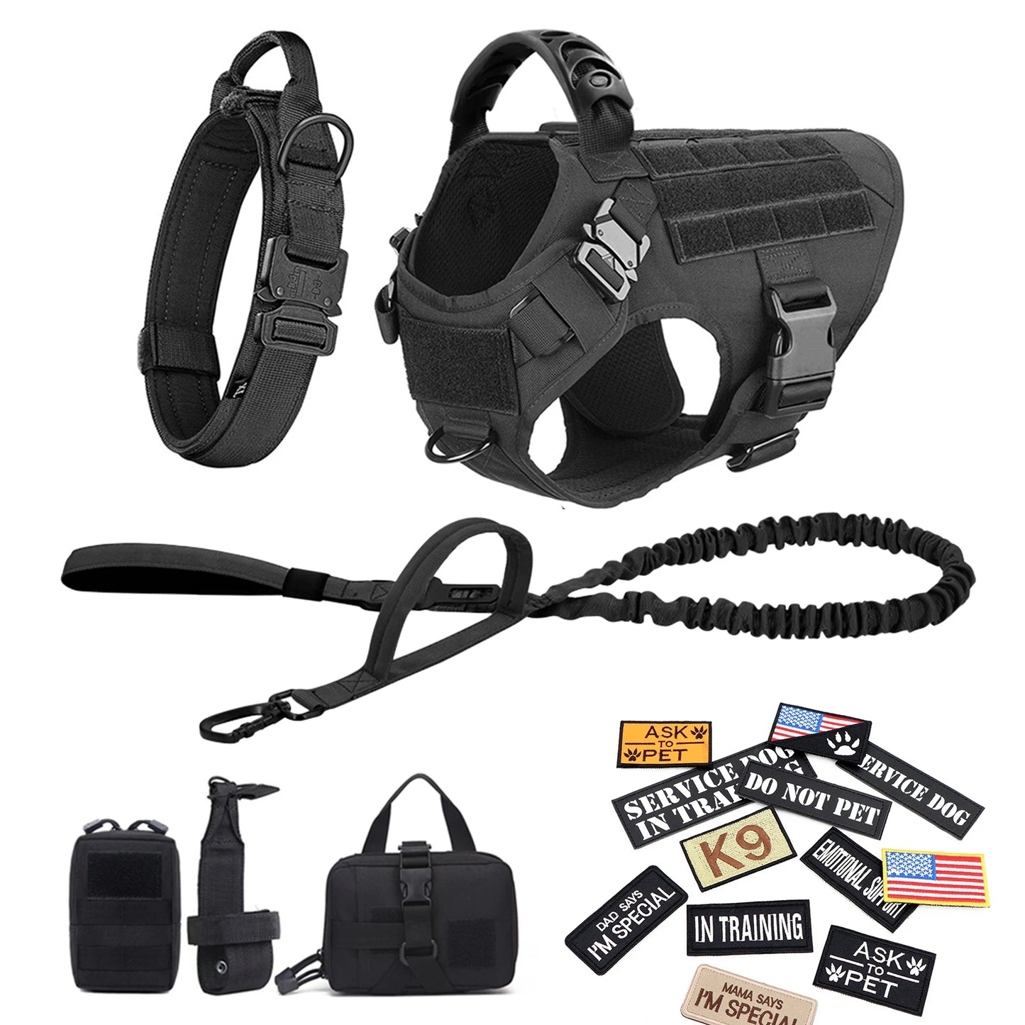 PETRAVELCN Military Dog Harness Vest Set With Patches For Malinois