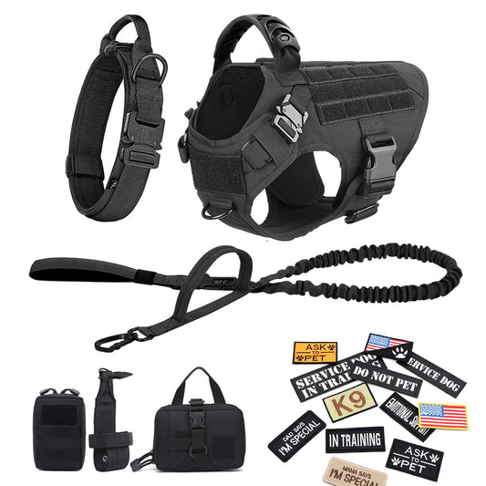 PETRAVELCN Military Dog Harness Vest Set With Patches For Malinois
