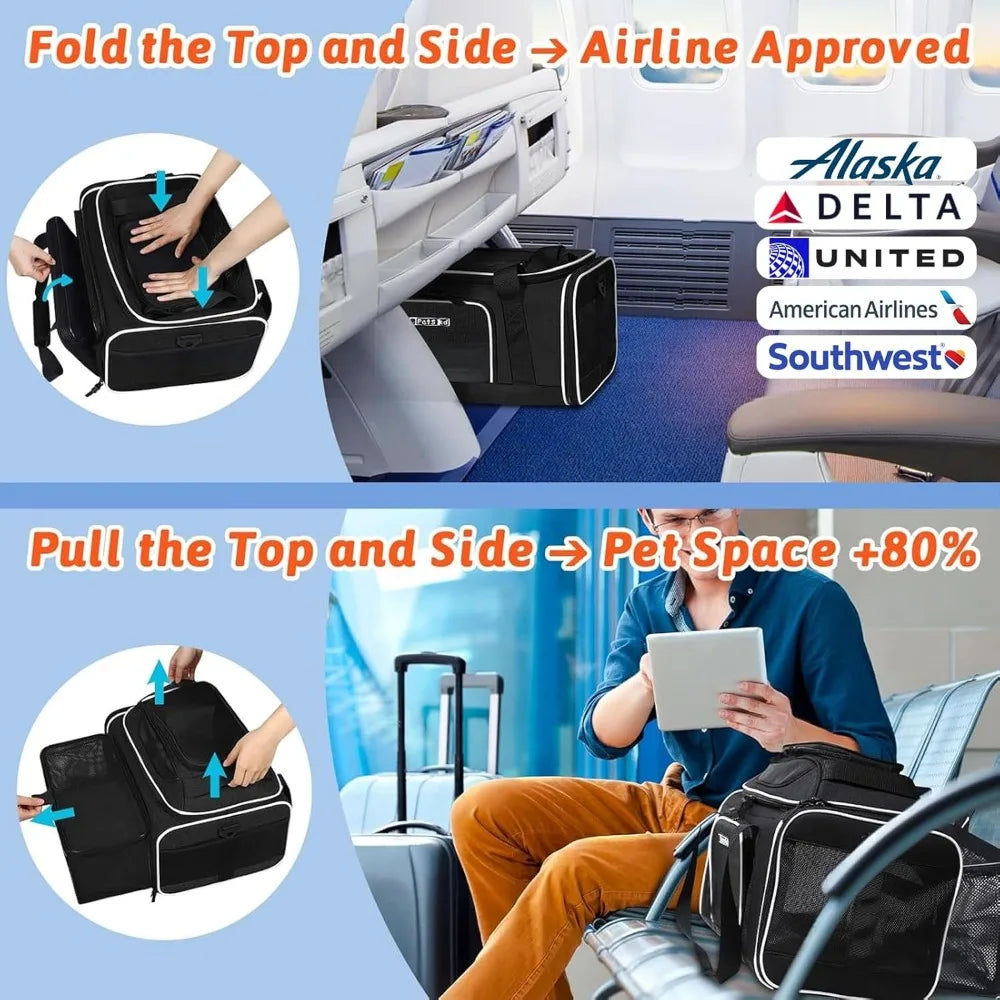 XMSJ Airline Approved Top and Side Expandable Cat Carrier