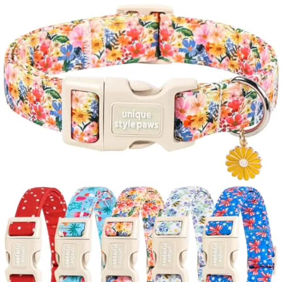 Dog Collar With Pendant Coconut Tree Design Plastic Buckle