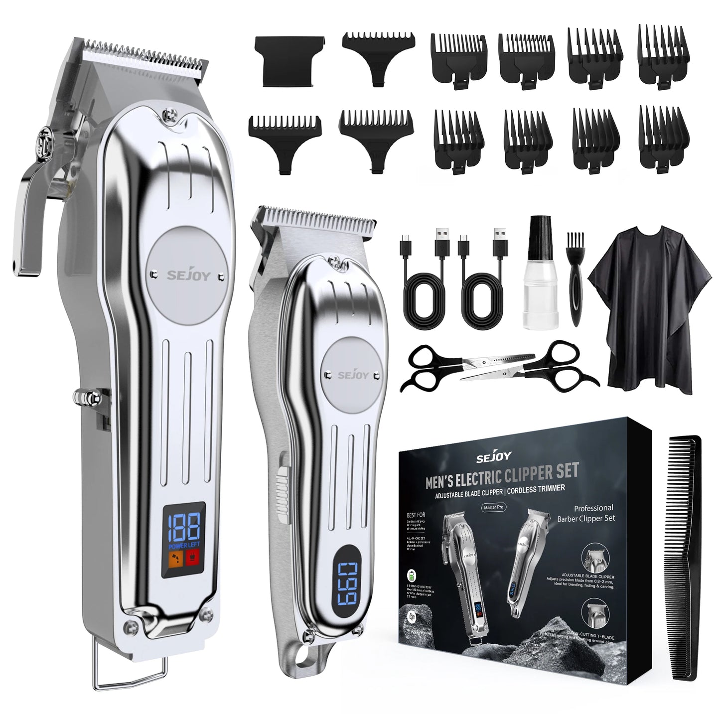 Sejoy Professional Hair Clipper Set Cordless Rechargeable For Men