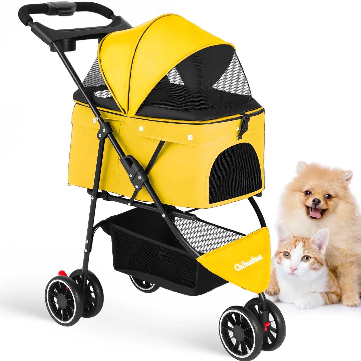 Chihuahua Pet Stroller For Cats Dogs Breathable Mesh Canopy