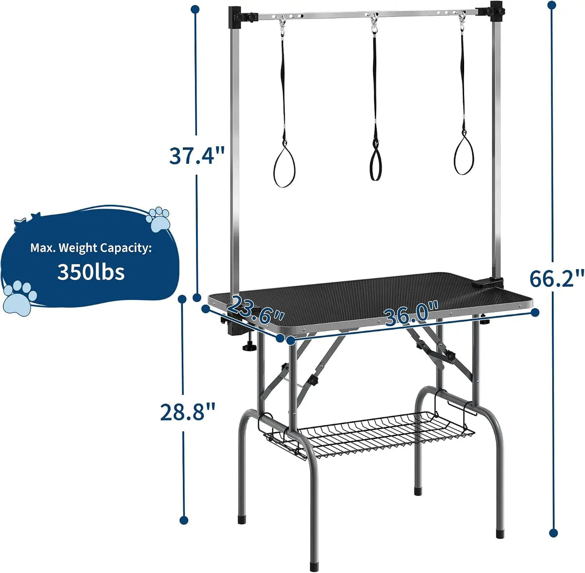 TWISTER.CK Foldable Professional Dog Grooming Table With Heavy Duty Support