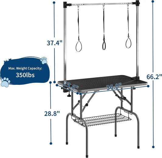 TWISTER.CK Foldable Professional Dog Grooming Table With Heavy Duty Support