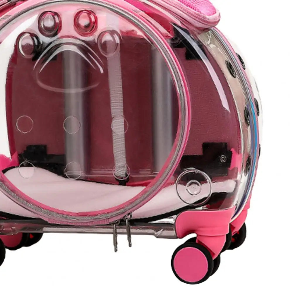 Transparent Pet Travel Carrier Trolley Case With Silent Wheels