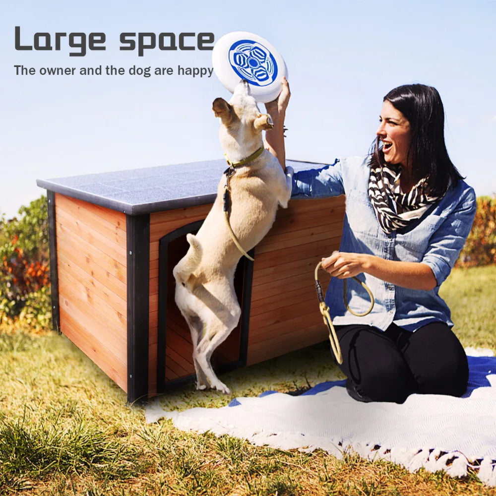 Outdoor Indoor Wooden Dog House Kennel With Elevated Feet