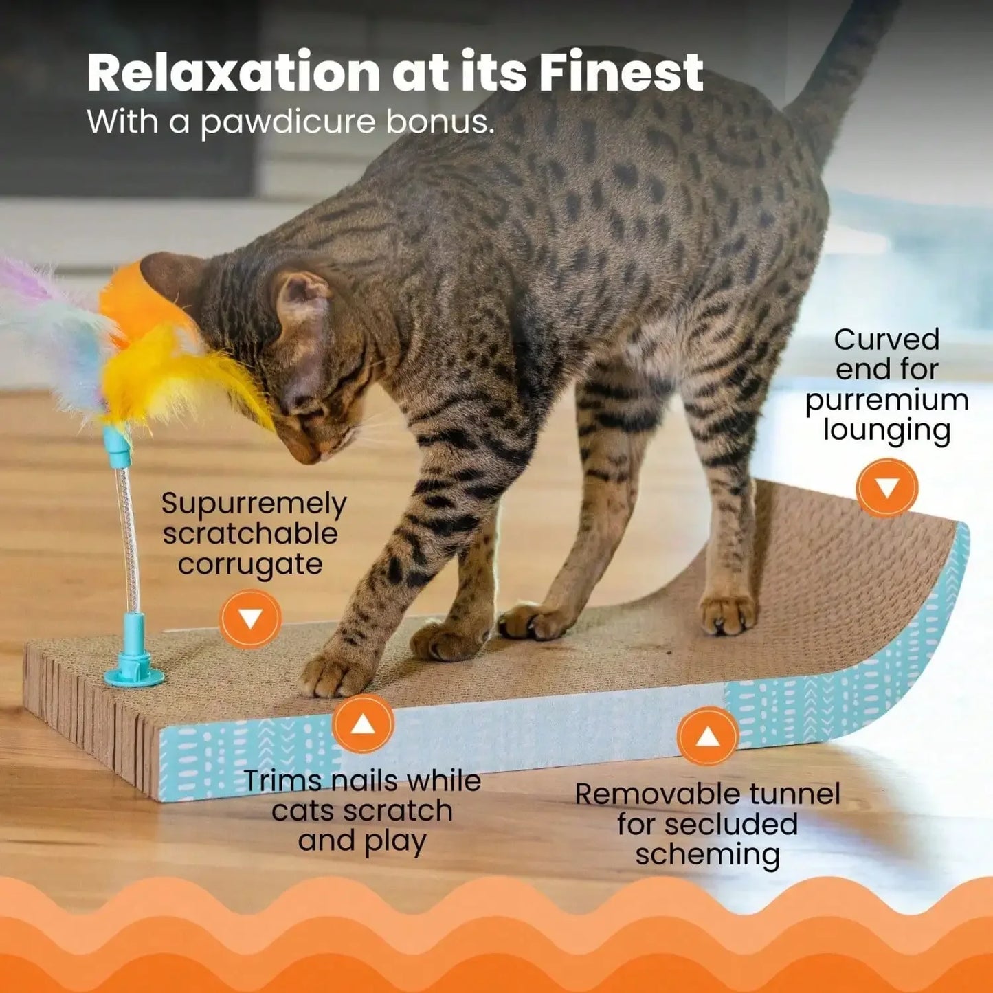 Detachable Cat Tunnel Toy With Scratching Board And Feather Toy