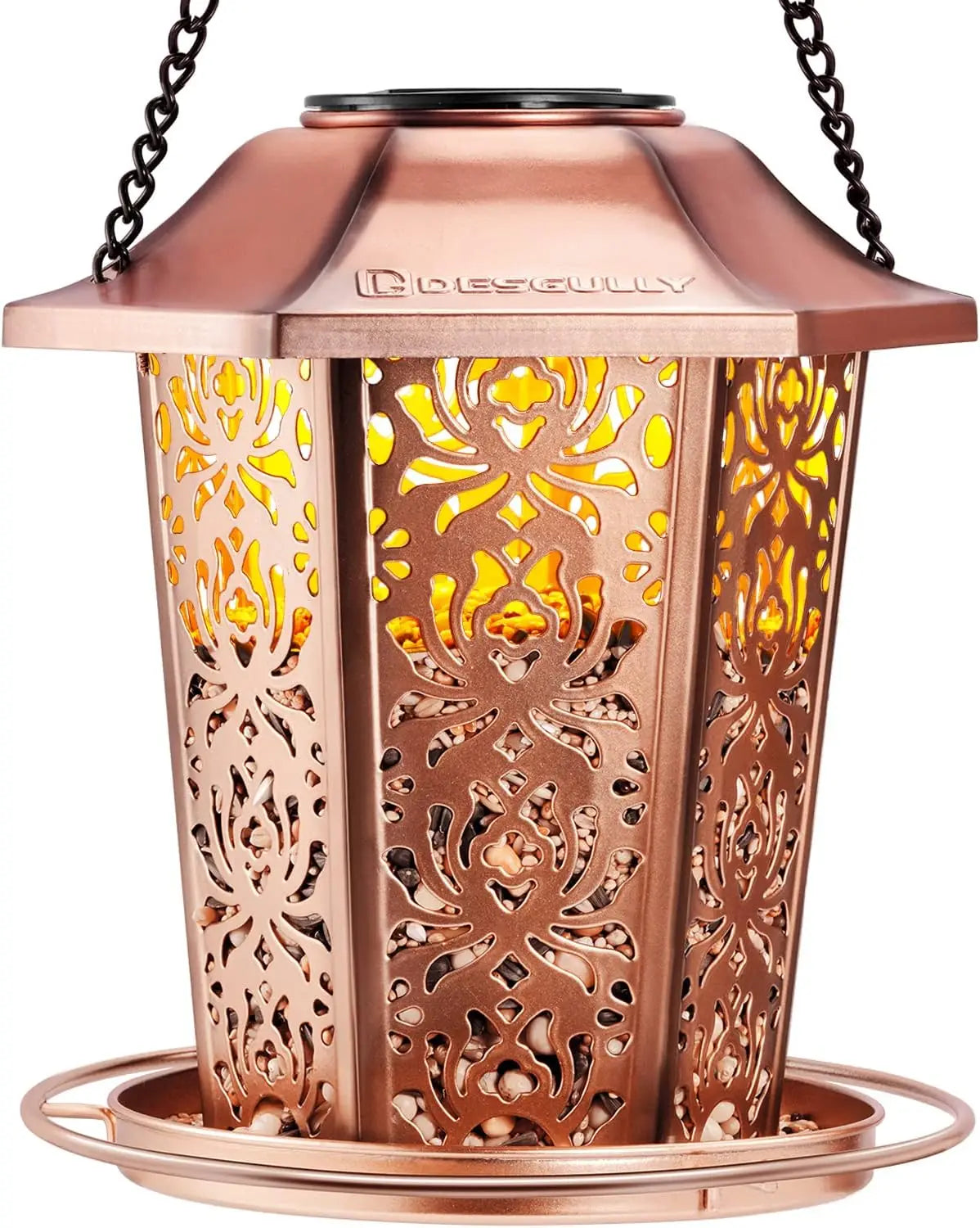 Solar Powered Metal Bird Feeder for Outdoors Weather Resistant ChewProof