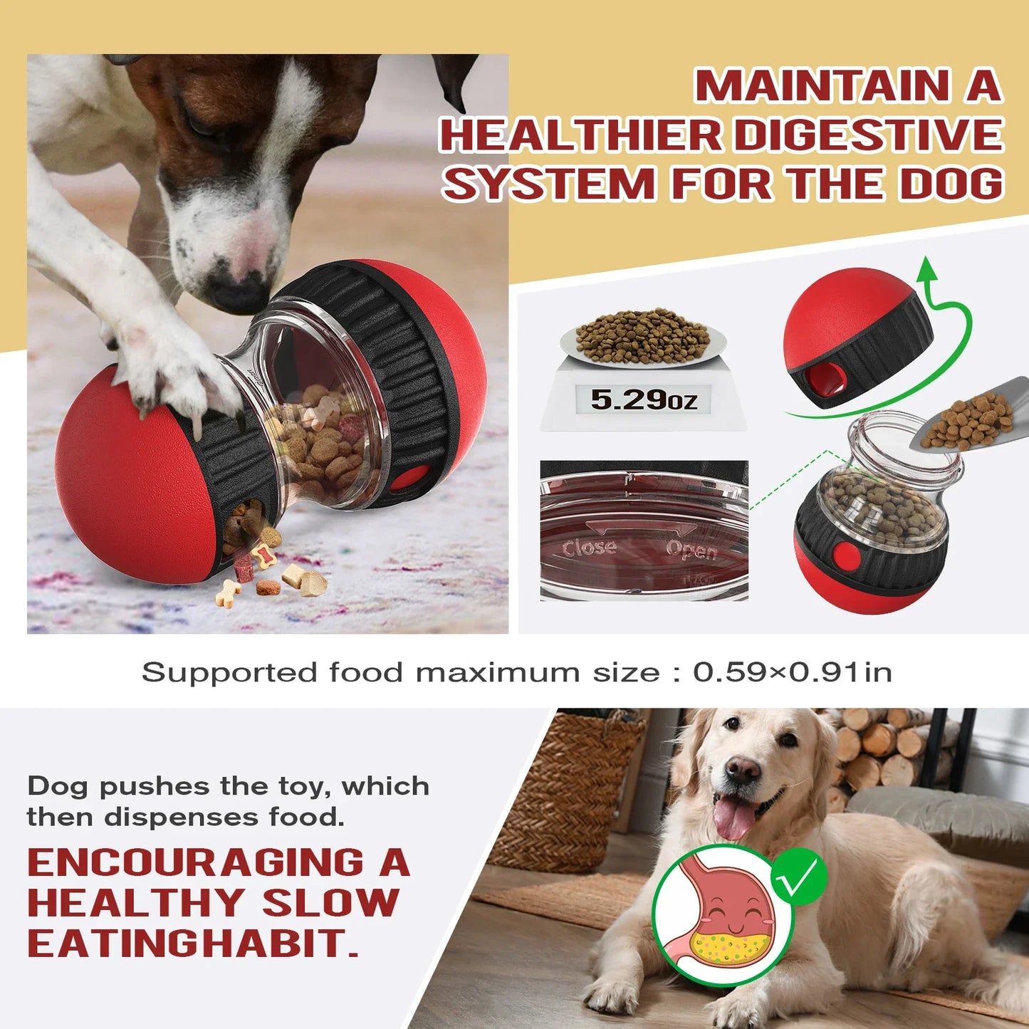 Holapet Interactive Dog Toy Ball Slow Feeder for Pets