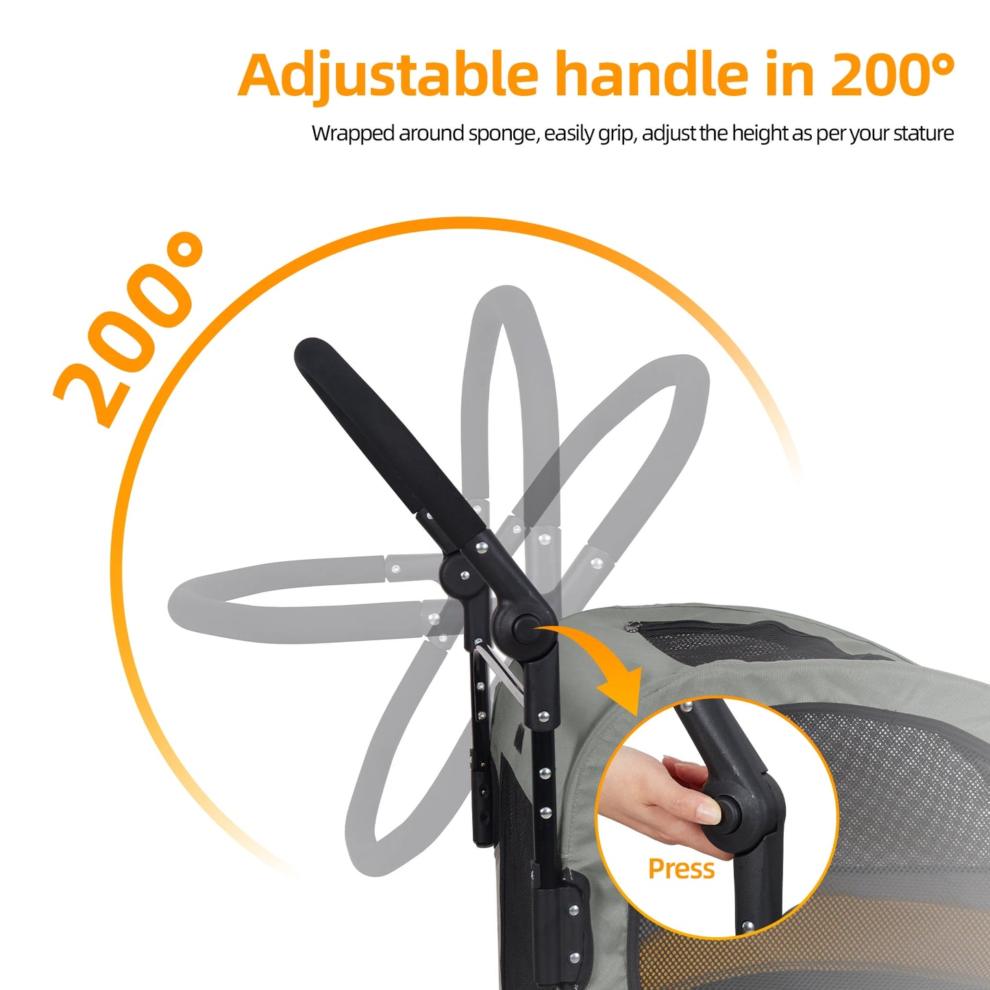 Dog Stroller Four Wheel Pet Wagon Foldable Travel Carrier Load 55kg