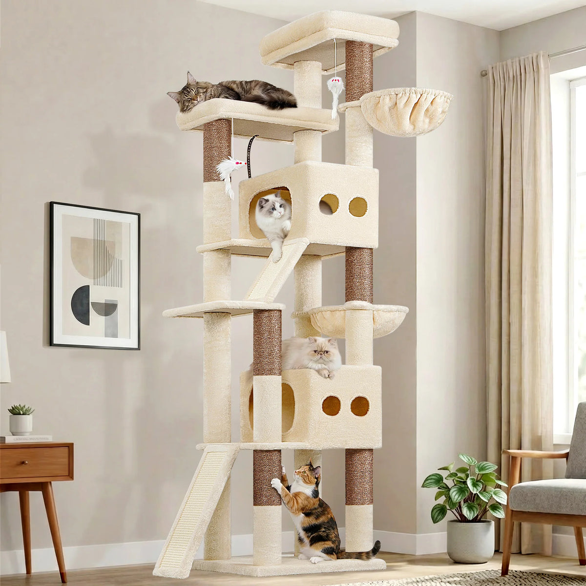 GLOBLAZER Heavy Duty Multi-Level Cat Tree With Sisal Scratching Posts