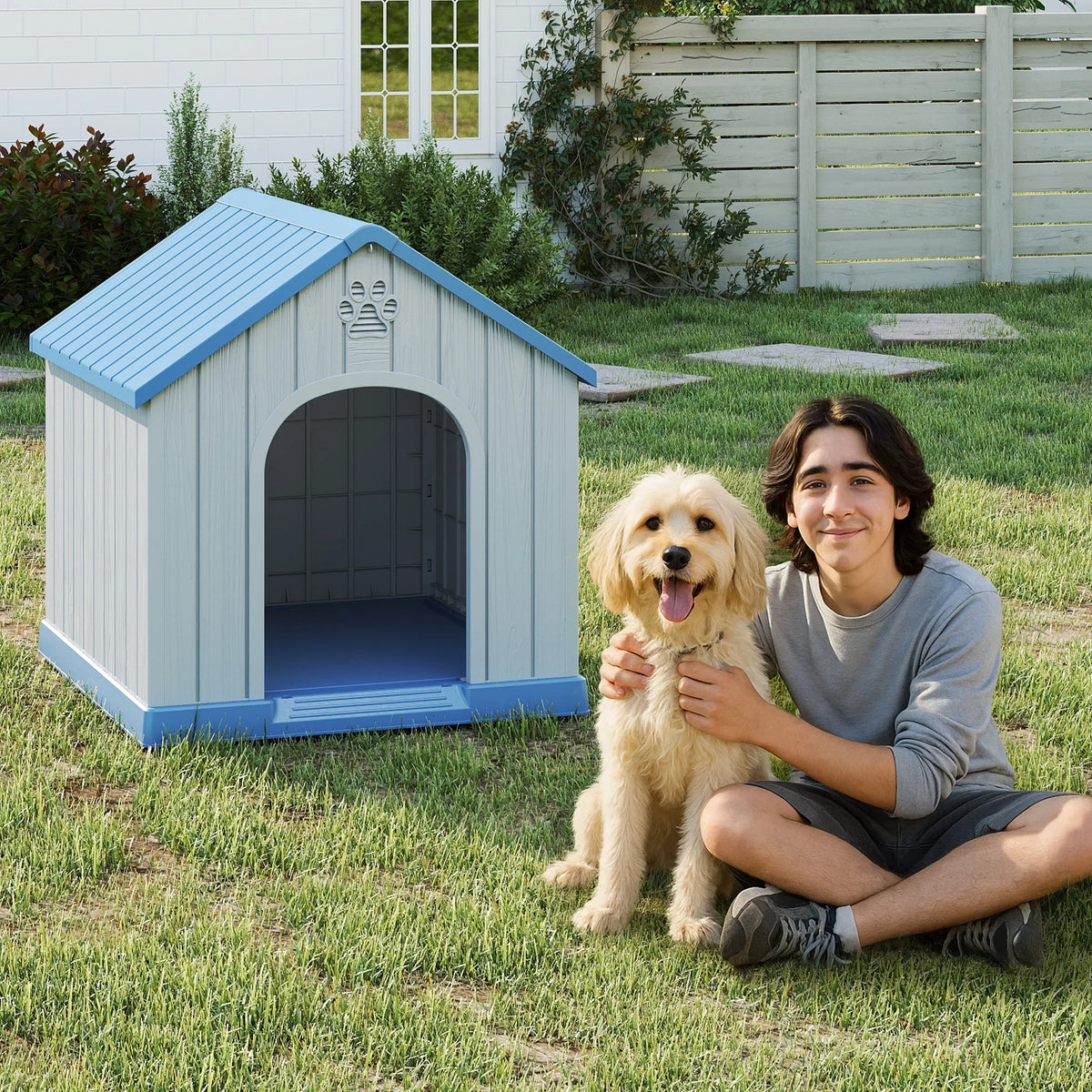 Plastic Weatherproof Dog House For Indoor Outdoor Pet Shelter