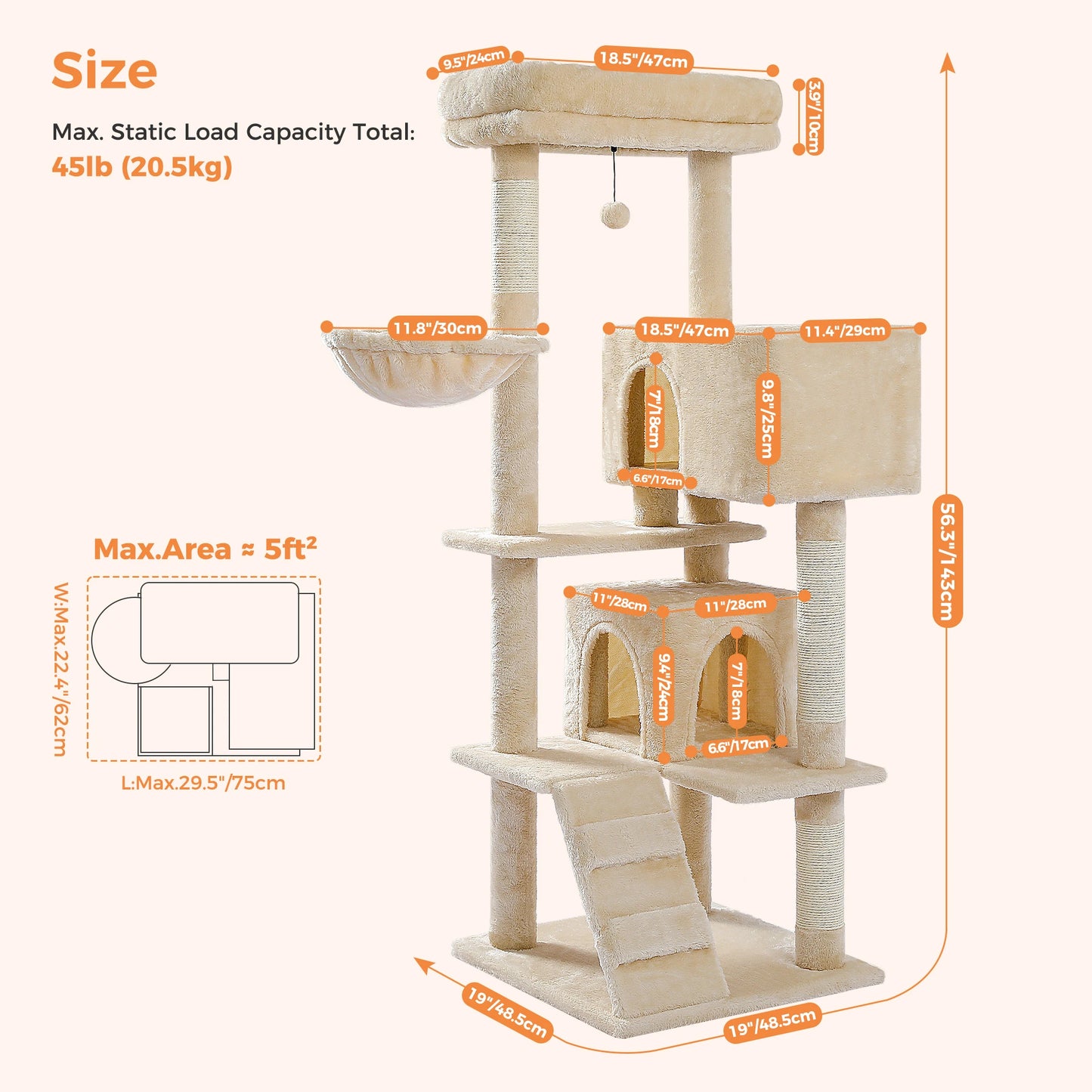 PAWZ Road Cat Tree With Plush Perch And Sisal Posts