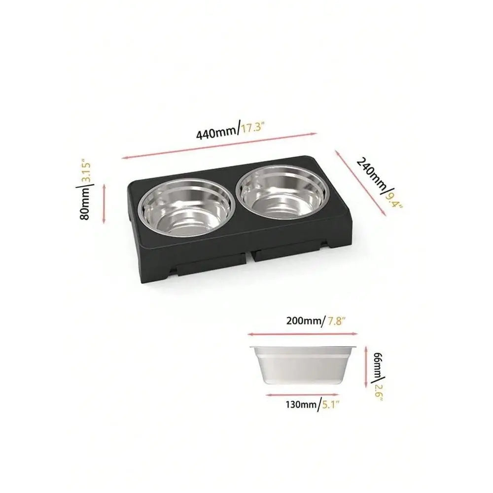 Adjustable Elevated Dog Bowl Stand With Stainless Steel Bowls