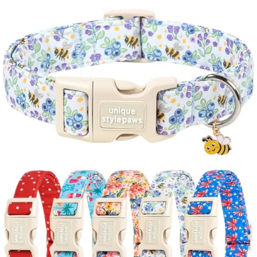 Dog Collar With Pendant Coconut Tree Design Plastic Buckle