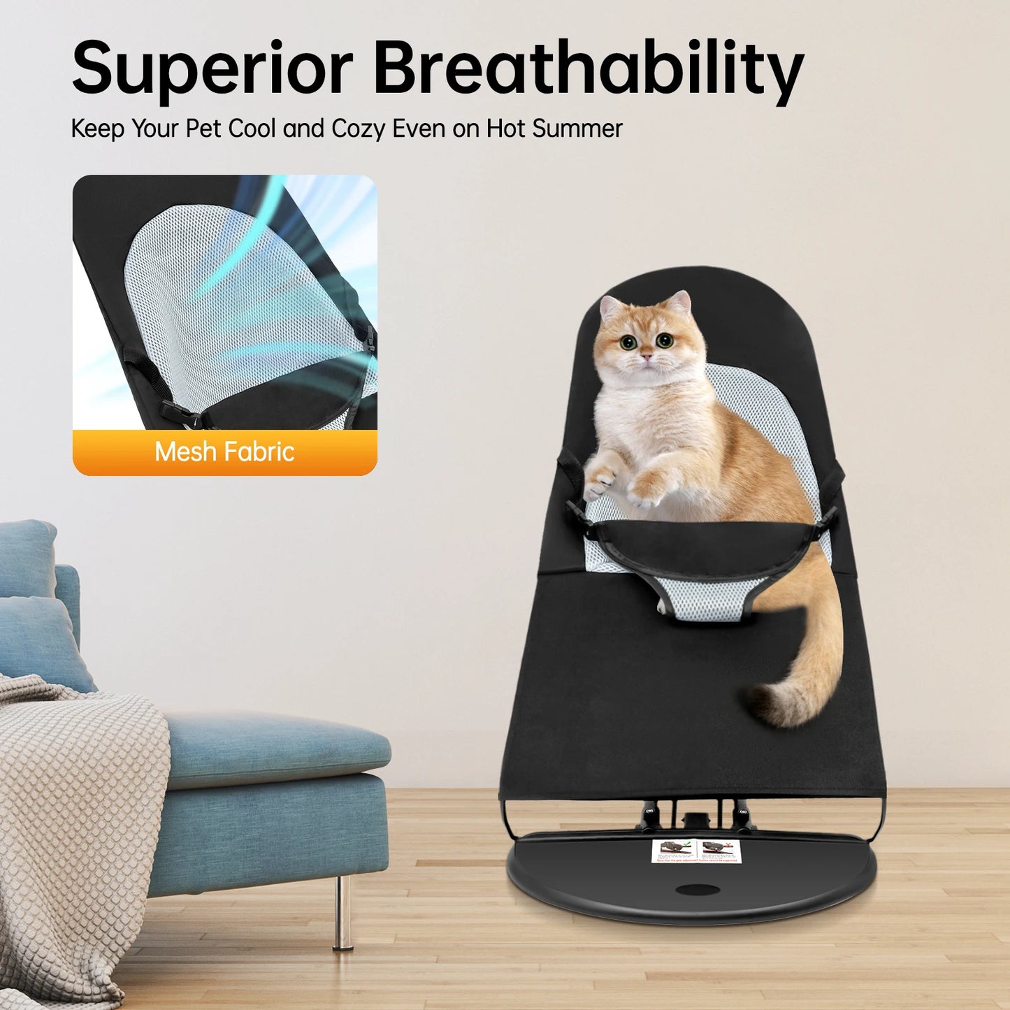 Pet Rocker Bed Foldable Rocking Chair With Stainless Steel Bracket