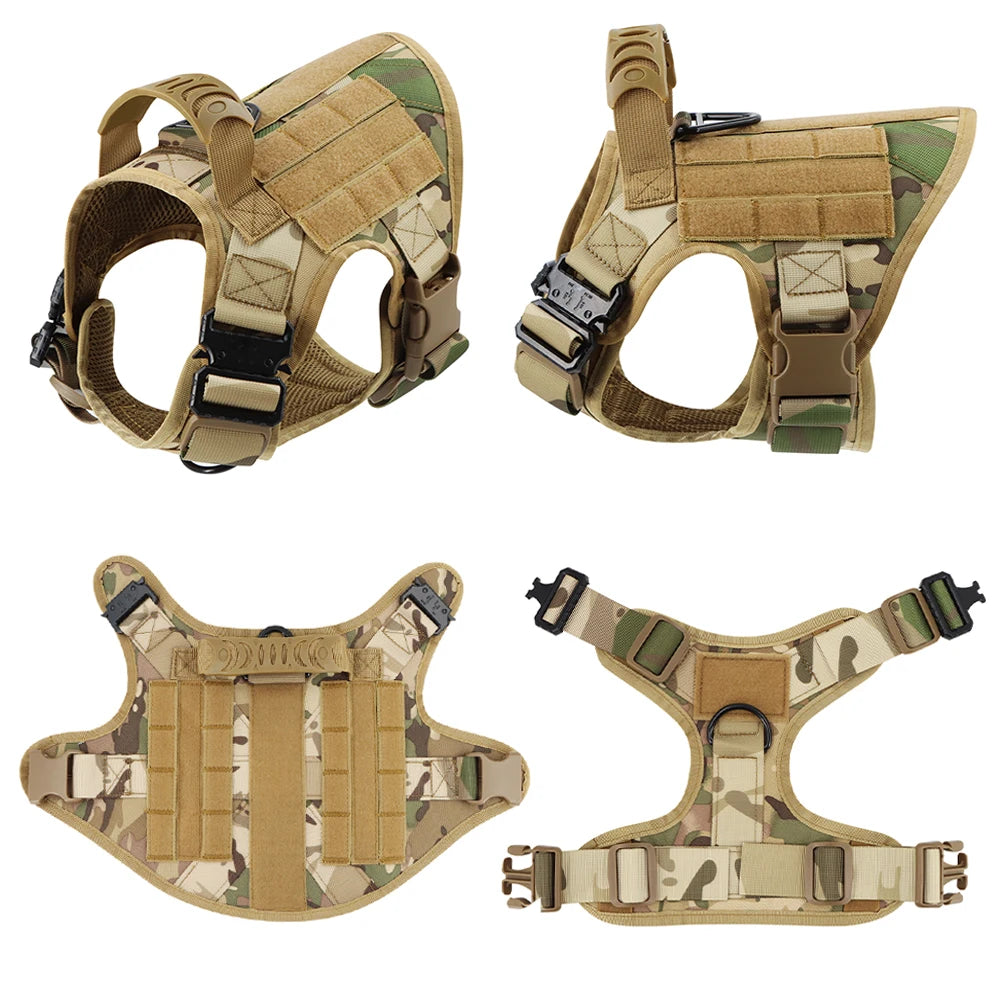 PETRAVEL Tactical Dog Harness Vest Leash Collar Patches Set